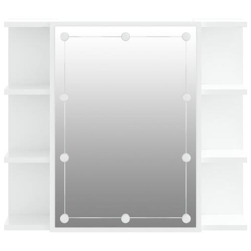 Spejlskab med LED-lys 70x16,5x60 cm hvid