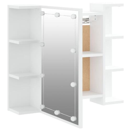 Spejlskab med LED-lys 70x16,5x60 cm hvid