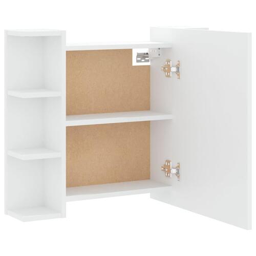 Spejlskab med LED-lys 70x16,5x60 cm hvid
