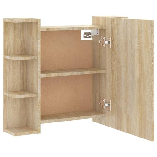 Spejlskab med LED-lys 70x16,5x60 cm sonoma-eg
