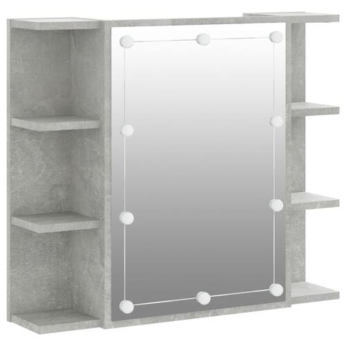 Spejlskab med LED-lys 70x16,5x60 cm betongrå