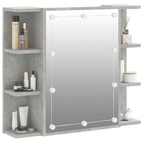 Spejlskab med LED-lys 70x16,5x60 cm betongrå