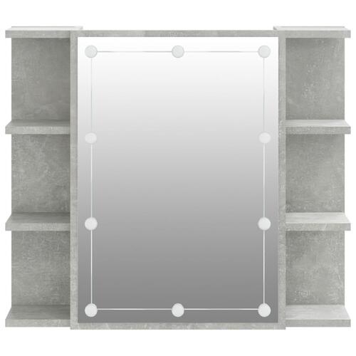Spejlskab med LED-lys 70x16,5x60 cm betongrå
