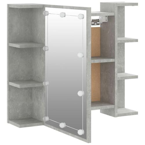 Spejlskab med LED-lys 70x16,5x60 cm betongrå