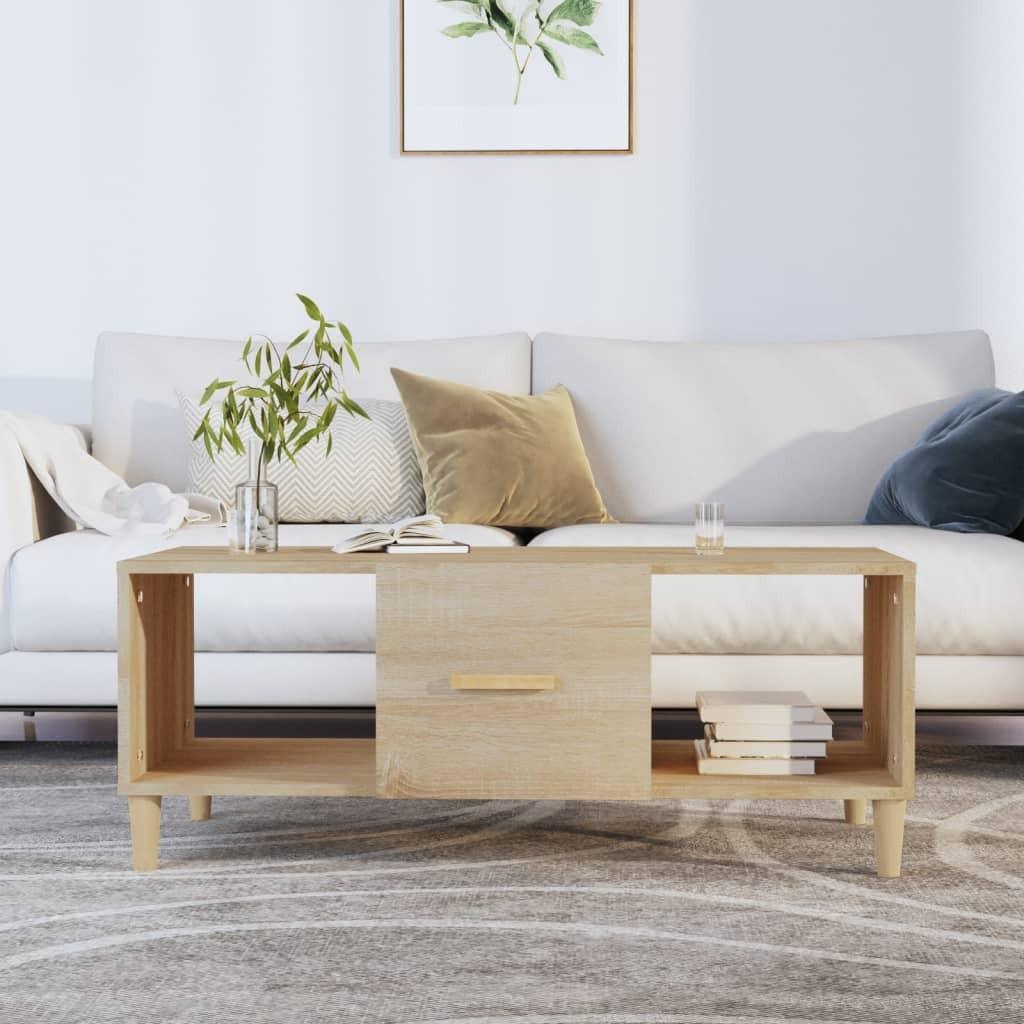 Sofabord 102x50x40 cm konstrueret træ sonoma-eg