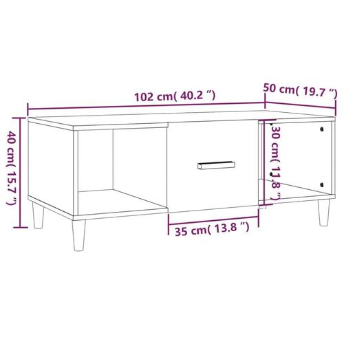 Sofabord 102x50x40 cm konstrueret træ sonoma-eg