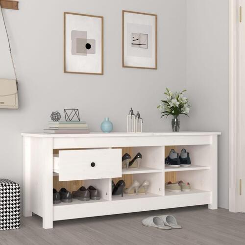 Skoreol 110x38x45,5 cm massivt fyrretræ hvid