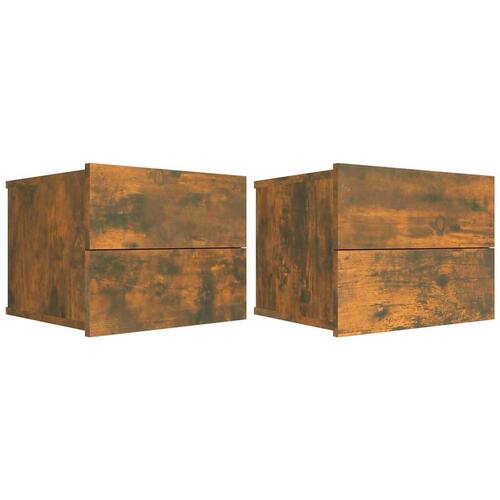 Sengeborde 2 stk. 40x30x30 cm konstrueret træ røget egetræ