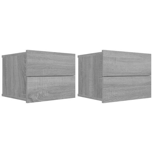 Sengeborde 2 stk. 40x30x30 cm konstrueret træ grå sonoma-eg