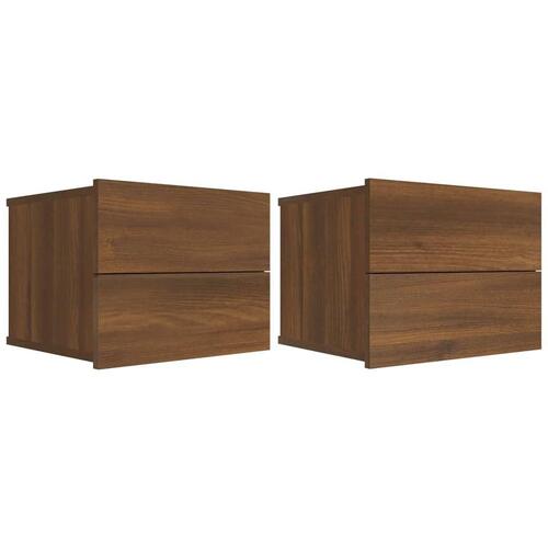 Sengeborde 2 stk. 40x30x30 cm konstrueret træ brun egetræ