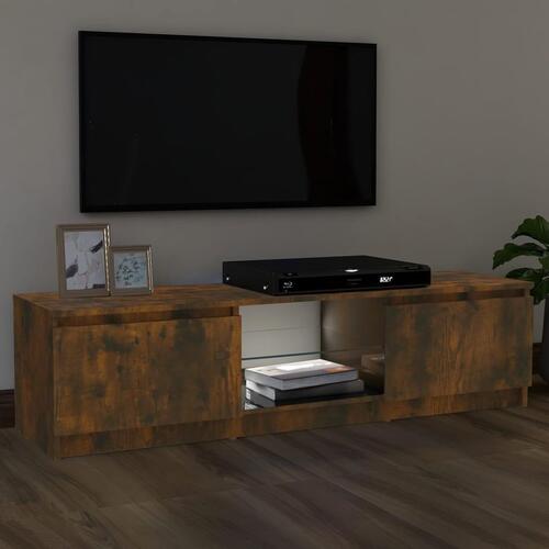 Tv-bord med LED-lys 120x30x35,5 cm røget eg
