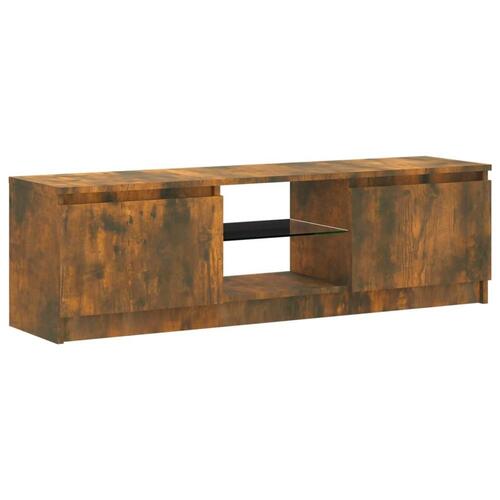 Tv-bord med LED-lys 120x30x35,5 cm røget eg