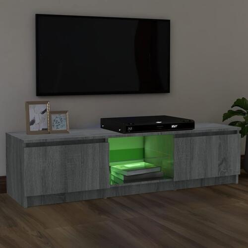 Tv-bord med LED-lys 120x30x35,5 cm grå sonoma-eg