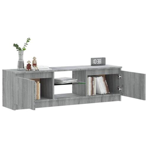 Tv-bord med LED-lys 120x30x35,5 cm grå sonoma-eg