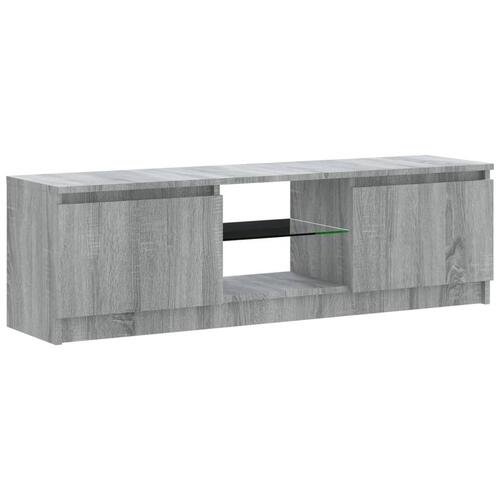 Tv-bord med LED-lys 120x30x35,5 cm grå sonoma-eg