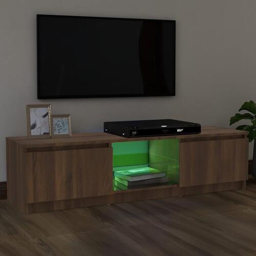 Tv-bord med LED-lys 120x30x35,5 cm brun eg