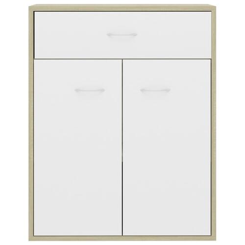 Skænk 60 x 30 x 75 cm spånplade hvid og sonoma-eg