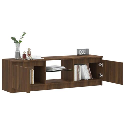 Tv-bord med LED-lys 120x30x35,5 cm brun eg