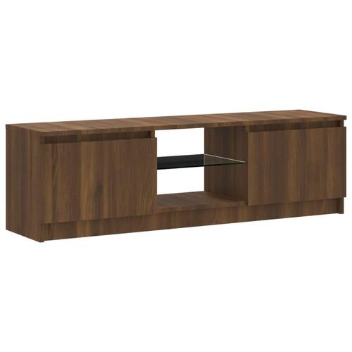 Tv-bord med LED-lys 120x30x35,5 cm brun eg