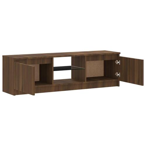 Tv-bord med LED-lys 120x30x35,5 cm brun eg