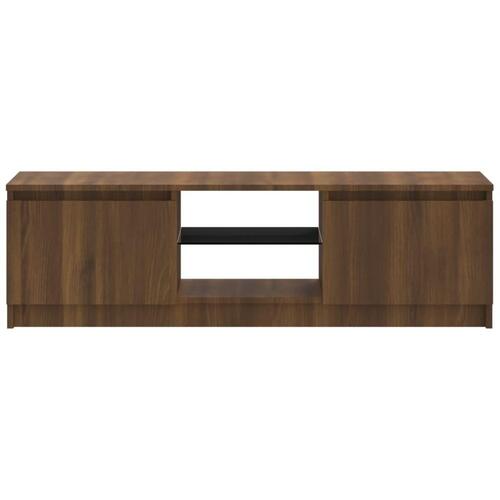 Tv-bord med LED-lys 120x30x35,5 cm brun eg