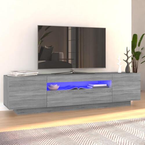 Tv-bord med LED-lys 160x35x40 cm grå sonoma-eg
