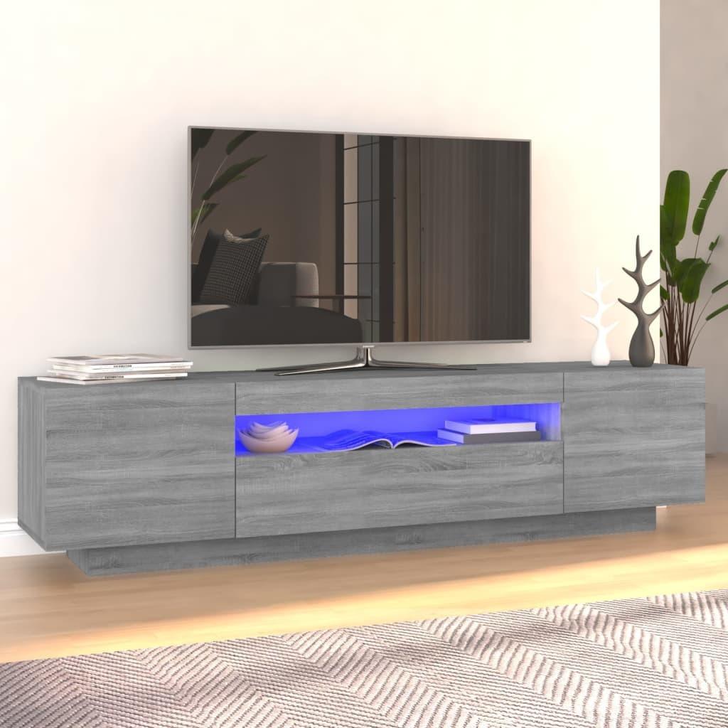 Tv-bord med LED-lys 160x35x40 cm grå sonoma-eg