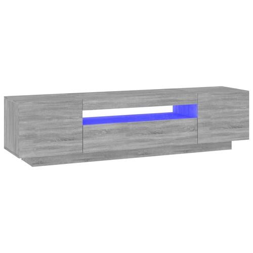 Tv-bord med LED-lys 160x35x40 cm grå sonoma-eg