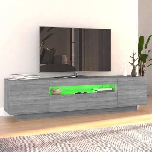 Tv-bord med LED-lys 160x35x40 cm grå sonoma-eg