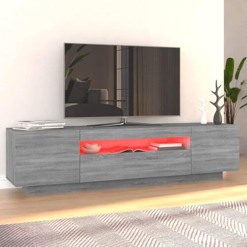 Tv-bord med LED-lys 160x35x40 cm grå sonoma-eg