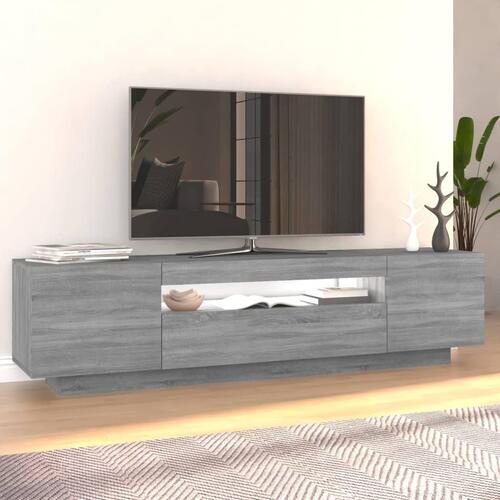 Tv-bord med LED-lys 160x35x40 cm grå sonoma-eg