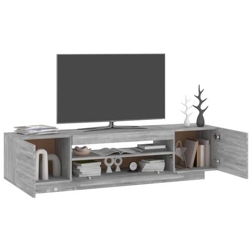 Tv-bord med LED-lys 160x35x40 cm grå sonoma-eg