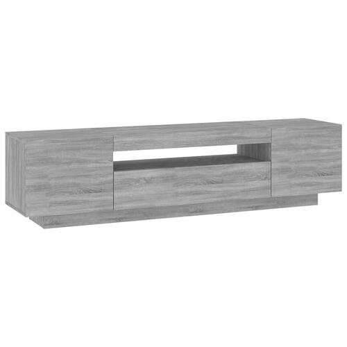 Tv-bord med LED-lys 160x35x40 cm grå sonoma-eg