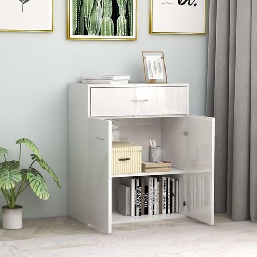 Skænk 60x30x75 cm konstrueret træ hvid højglans