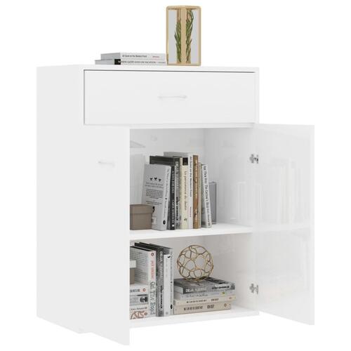 Skænk 60x30x75 cm konstrueret træ hvid højglans