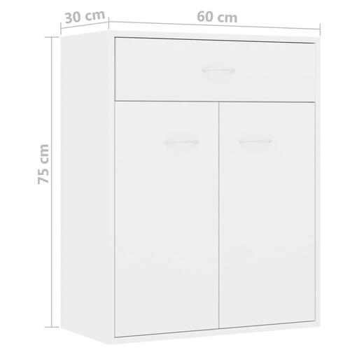 Skænk 60x30x75 cm konstrueret træ hvid højglans