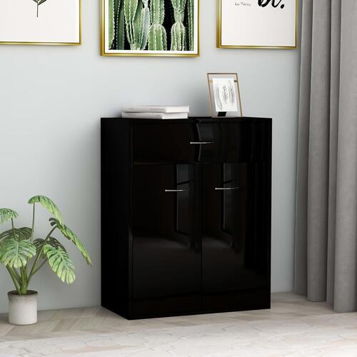 Skænk 60x30x75 cm konstrueret træ sort højglans
