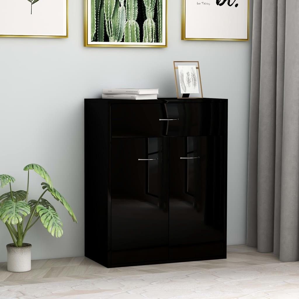 Skænk 60x30x75 cm konstrueret træ sort højglans