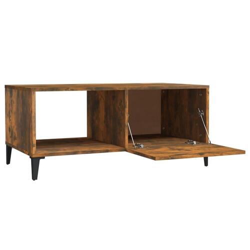 Sofabord 90x50x40 cm konstrueret træ røget egetræsfarve