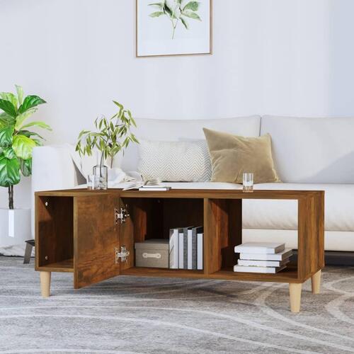 Sofabord 102x50x40 cm konstrueret træ røget egetræsfarve