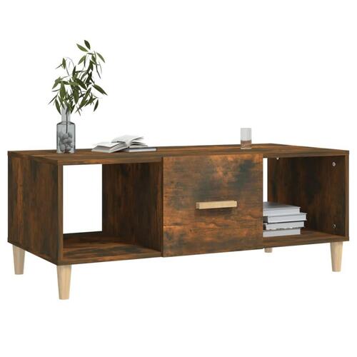 Sofabord 102x50x40 cm konstrueret træ røget egetræsfarve