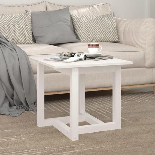 Sofabord 50x50x45 cm massivt fyrretræ sort hvid