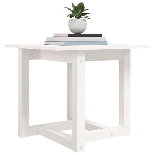 Sofabord 50x50x45 cm massivt fyrretræ sort hvid