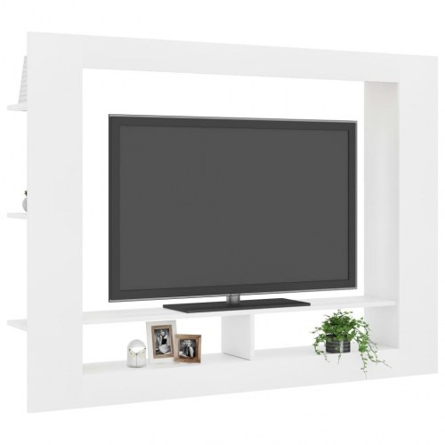 Tv-bord 152x22x113 cm konstrueret træ hvid