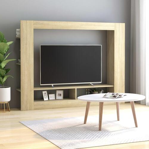 Tv-bord 152x22x113 cm konstrueret træ sonoma-eg