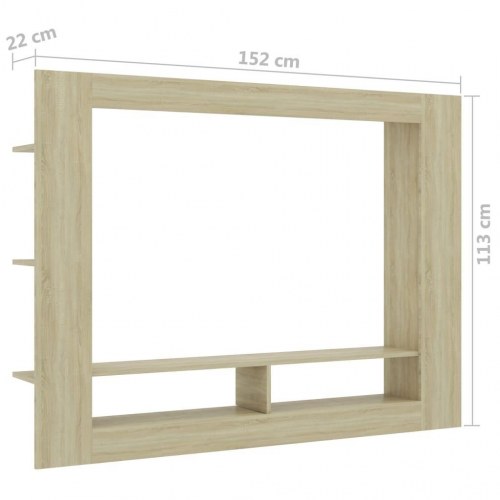 Tv-bord 152x22x113 cm konstrueret træ sonoma-eg