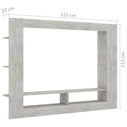 Tv-bord 152x22x113 cm konstrueret træ betongrå