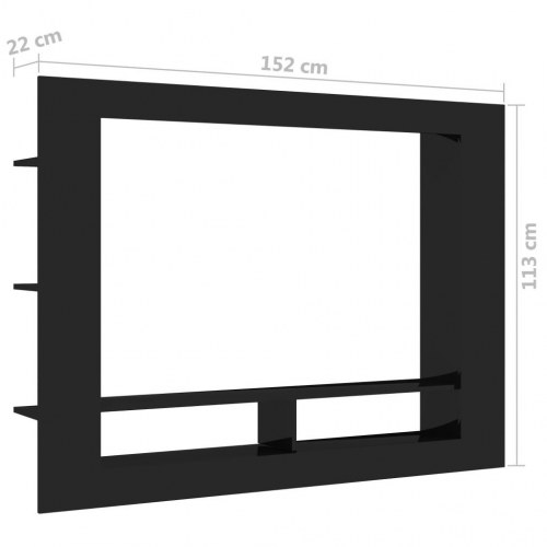 Tv-bord 152x22x113 cm konstrueret træ sort højglans