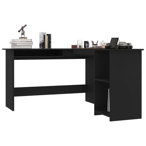 L-formet skrivebord 120x140x75 cm konstrueret træ sort