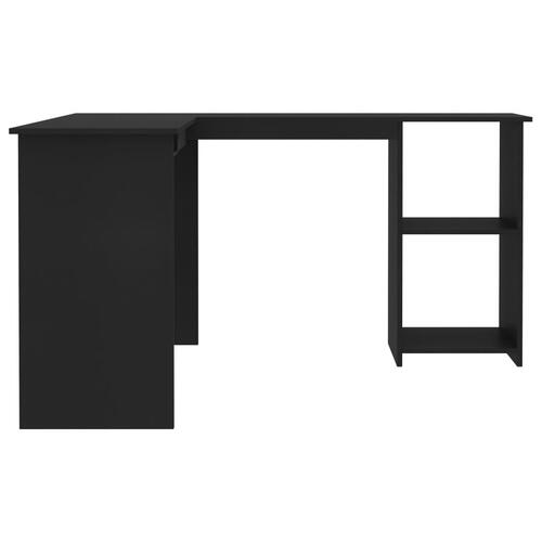 L-formet skrivebord 120x140x75 cm konstrueret træ sort